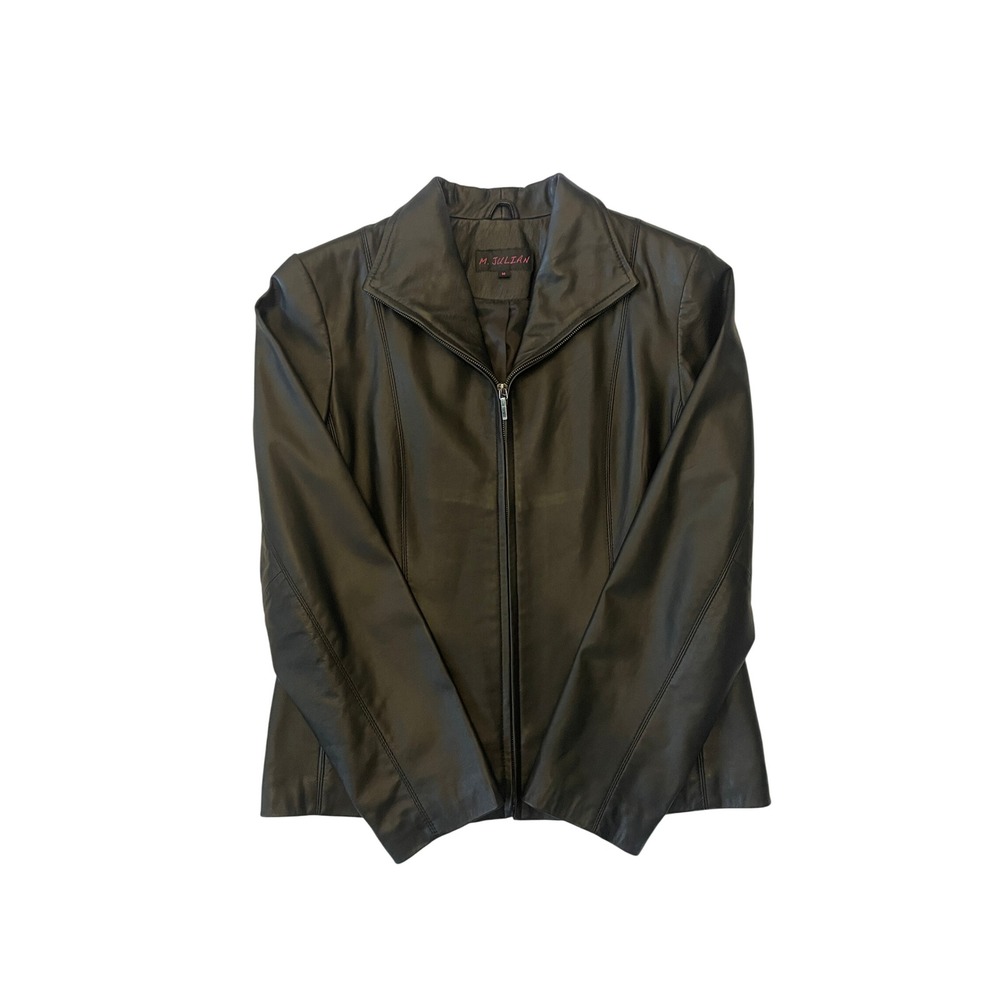 Classic Black Genuine Leather Full Zip Jacket Size M by M. Julian